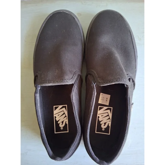 Men's Unisex EUC Vans Slip-On Sneakers Black sz.8 - Picture 7 of 11